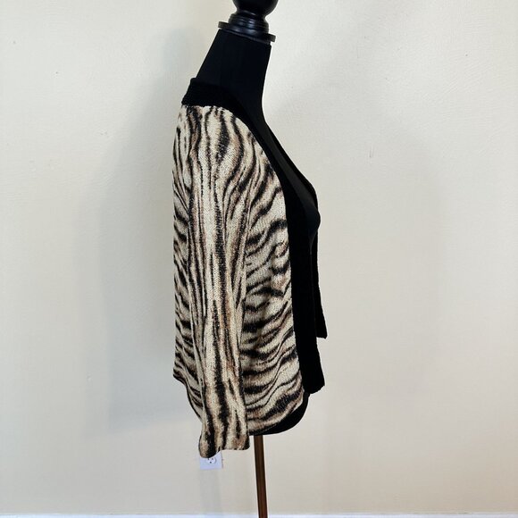 C'Est City Womens Animal Print Cardigan Sweater Size Large Open Front - Picture 8 of 8